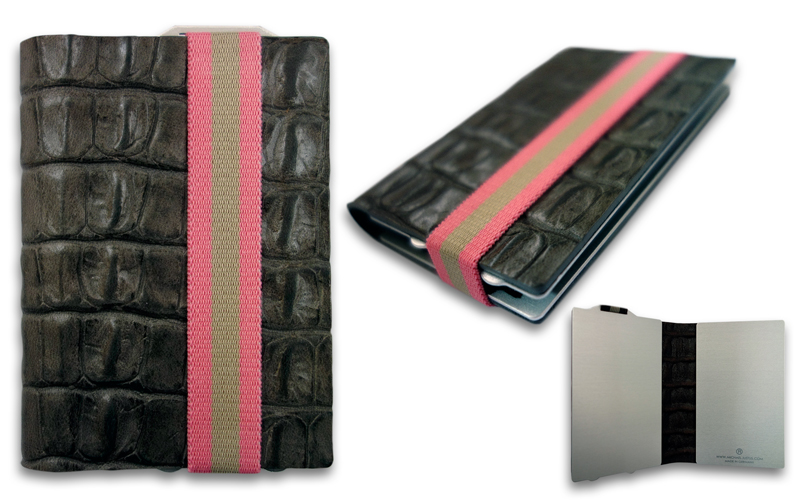 Q7 Wallet Grijs Leer Krokodillenprint