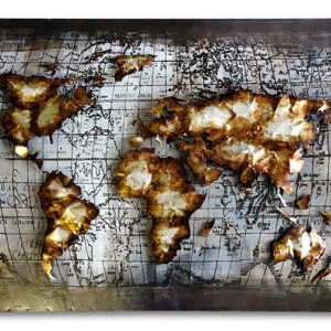 Metalen Schilderij 3D Wereldkaart Gave Specials