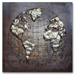 Metalen Schilderij 3D Wereldbol Gave Specials