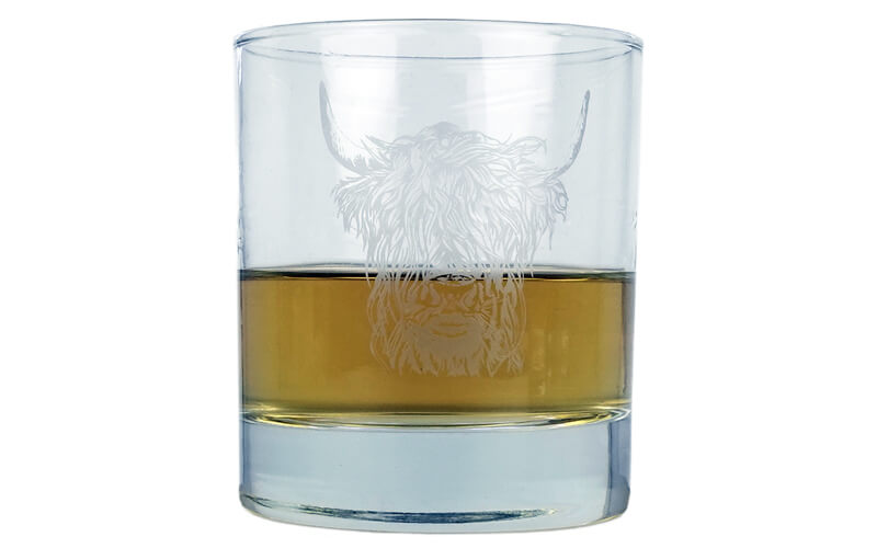 Whiskyglas met onderzetter Schotse Hooglander