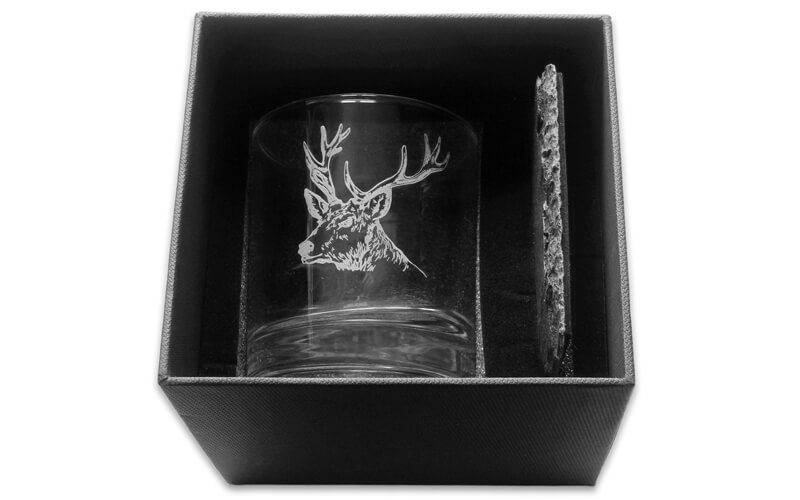 Whiskyglas met Onderzetter Edelhert Selbrae House