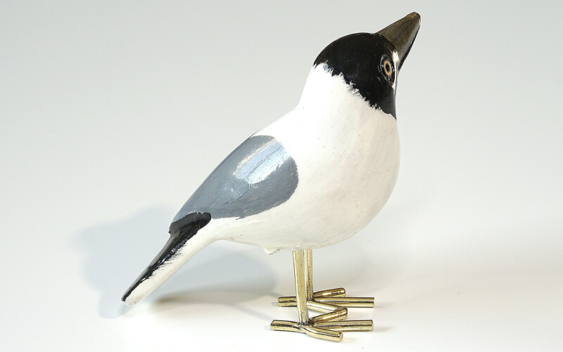 Houten vogel miniatuur Kokmeeuw