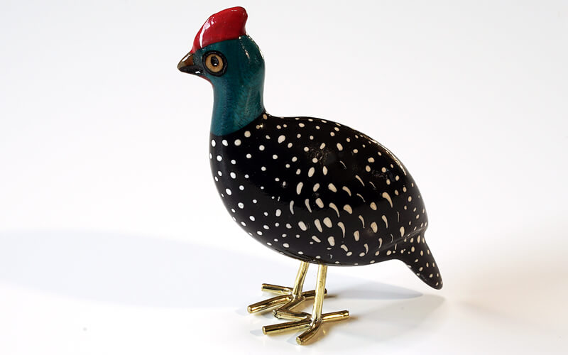 Houten vogel miniatuur Parelhoender