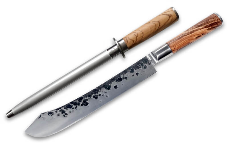 Forged Olive Slagersmes-Aanzetstaal Set