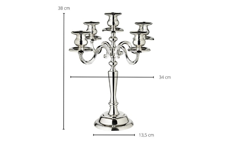 Klassieke Kandelaar Verzilverd 5-kaarsen