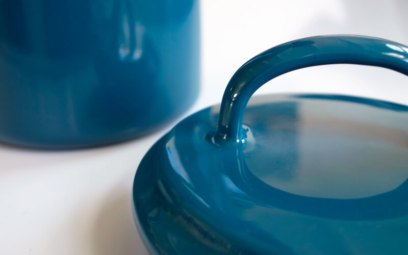 Geëmailleerde Theepot Blauw Kockums