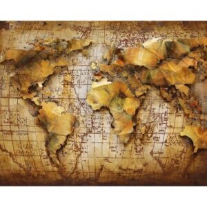 Metalen Schilderij 3D Wereldkaart-Goud Gave Specials
